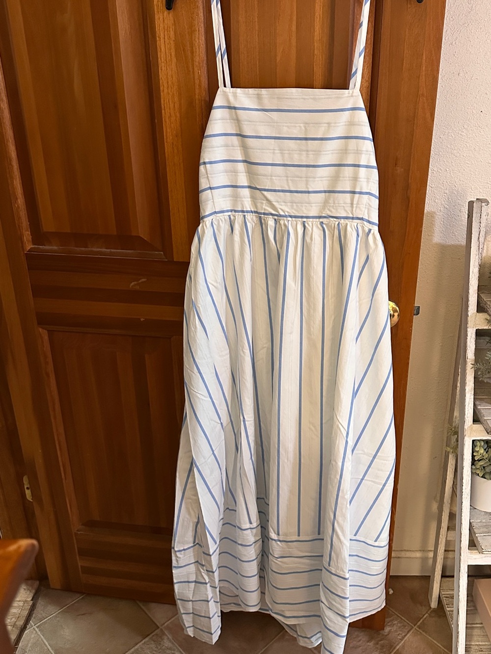 Blue and White Striped Maxi Sundress